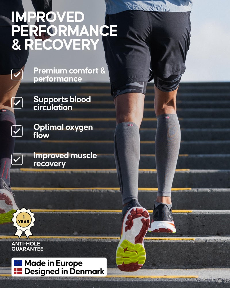 DANISH ENDURANCE أكمام ضغط الساق المتدرجة من دانش إندورانس 21-26 مم زئبق للرجال والنساء، أبيض صلب، زوج واحد، متوسط - Image 3